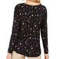 Style & Co Women's Floral-Print Twist-Front Top Black Size Extra Large