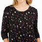 Style & Co Women's Floral-Print Twist-Front Top Black Size Extra Large