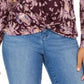 Style & Co Women's Floral-Print Twist-Hem Top Purple Size Medium
