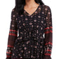 Style & Co Women's Tie-Waist Peasant Blouse Black Size Small