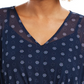 Style & Co Women's Tie-Front Floral Print Peasant Blouse Navy Size Medium