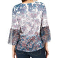 Style & Co Women's Printed Bell-Sleeve Top  Blue Size Small