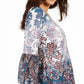 Style & Co Women's Printed Bell-Sleeve Top  Blue Size Small