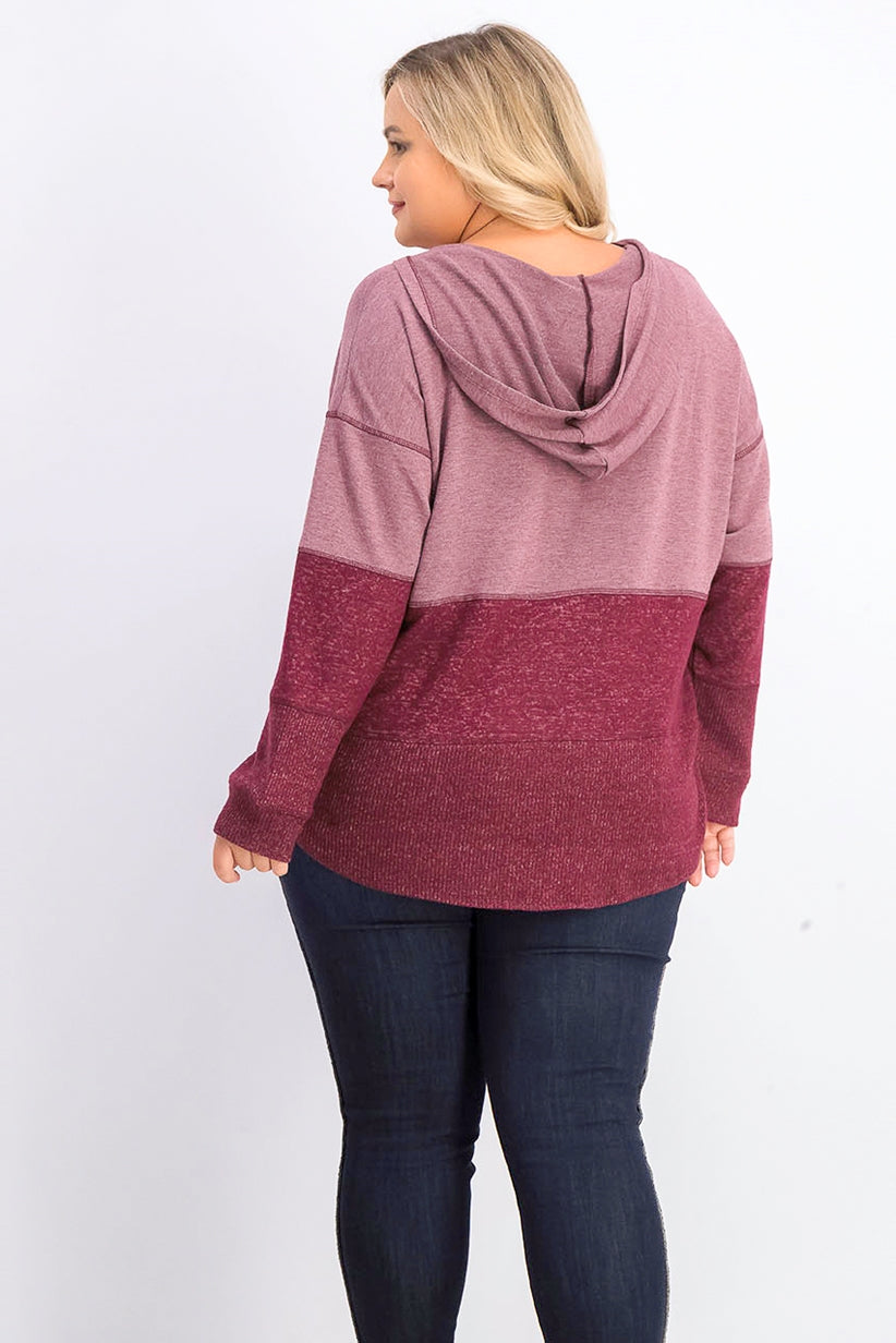 Style & Co Women's Colorblocked Hoodie Red Size Extra Small