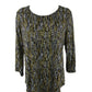 JM Collection Women's Printed 3/4-Sleeve Scoop-Neck Top Yellow Size Large