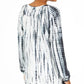 Style & Co Women's Tie Dyed Bubble Sleeve Peasant Top Black Size X-Small
