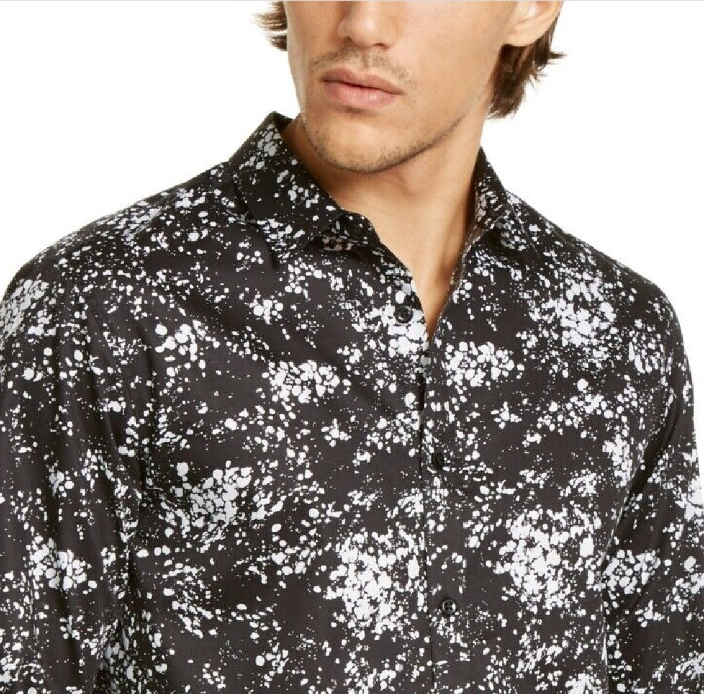 INC International Concepts Men's Miguel Splatter-Print Shirt Black Size 3XB