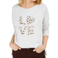Style & Co Women's Cotton Graphic Sweatshirt Gray Size Small