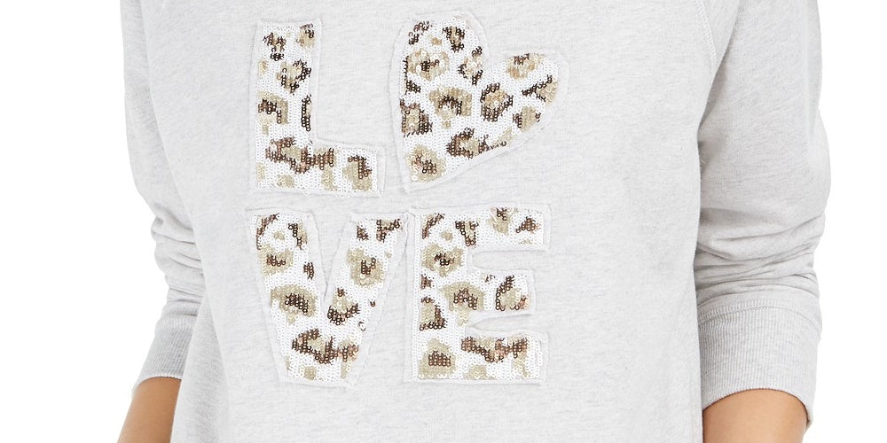 Style & Co Women's Cotton Graphic Sweatshirt Gray Size Small