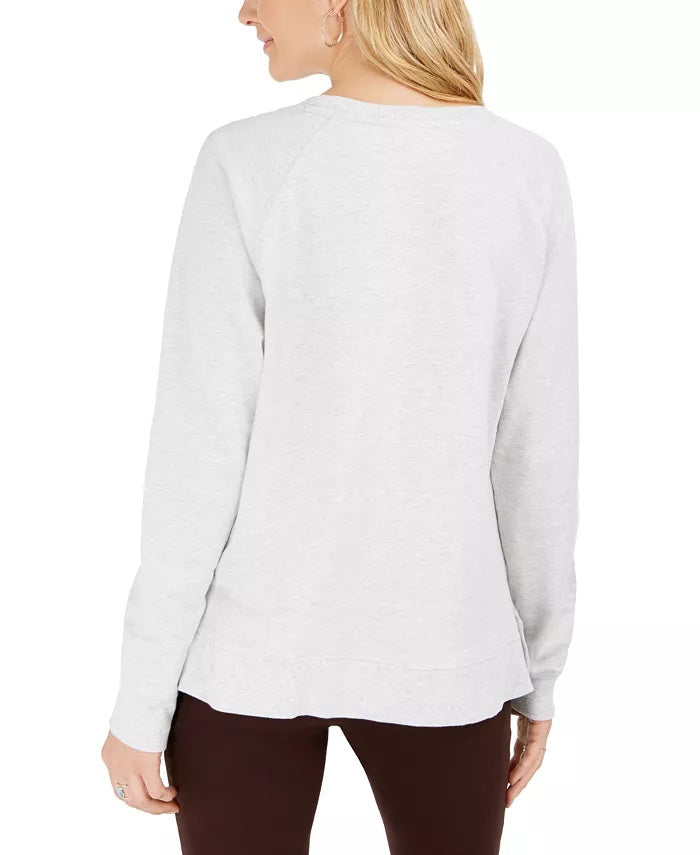 Style & Co Women's Cotton Graphic Sweatshirt Gray Size Extra Small