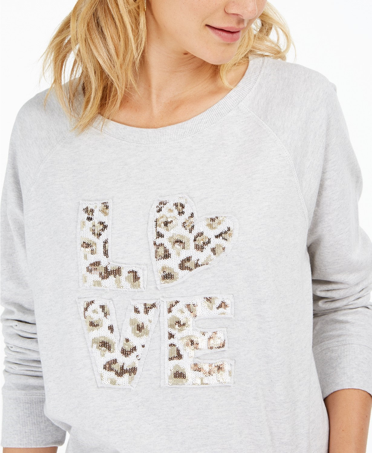 Style & Co Women's Cotton Graphic Sweatshirt Gray Size Large