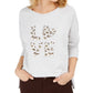 Style & Co Women's Cotton Graphic Sweatshirt Gray Size X-Large