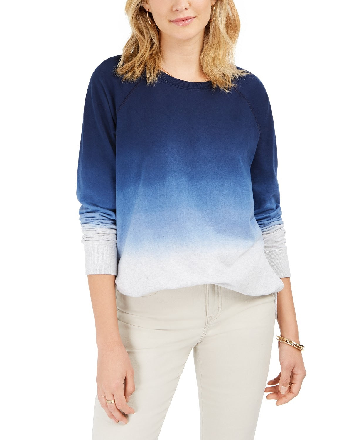 Style & Co Women's Cotton Ombre Sweatshirt Blue Size Medium