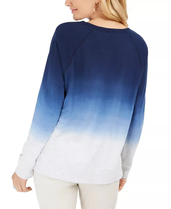 Style & Co Cotton Ombre Sweatshirt Blue Size Extra Small