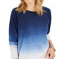 Style & Co Cotton Ombre Sweatshirt Blue Size Extra Small