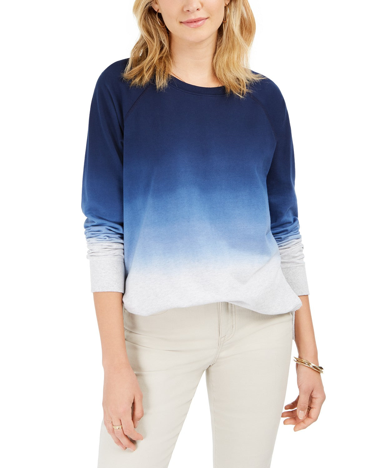 Style & Co Women's Cotton Ombre Sweatshirt Blue Size Small