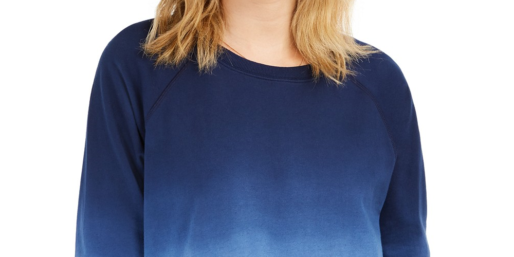 Style & Co Women's Cotton Ombre Sweatshirt Blue Size Small