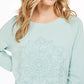 Style & Co Women's Embroidered Cotton Sweatshirt Green Size X-Large