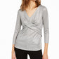 INC International Concepts Women's Criss-Cross Shine Top Silver Size Small
