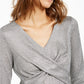 INC International Concepts Women's Criss-Cross Shine Top Silver Size Small