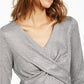 INC International Concepts Women's Criss-Cross Shine Top Silver Size Extra Large