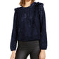 INC International Concepts Women's  Ruffled Eyelet Top Navy Size Small