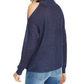 INC International Concepts Women's Sequin Cutout Turtleneck Sweater  Navy Size Large