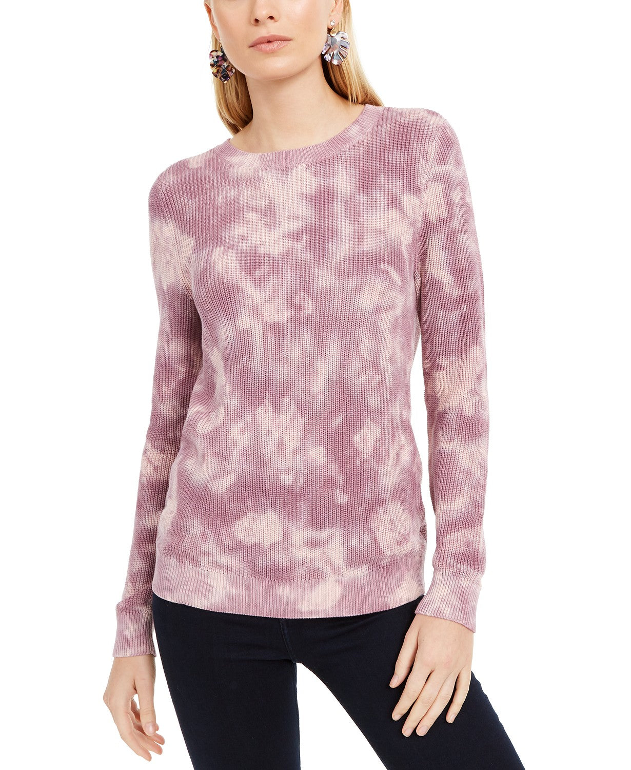 INC International Concepts Women's Tie-Dyed Sweater Purple Size Large