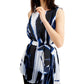 Alfani Women's Belted Pleated Abstract Top Dark Blue Size Small