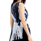 Alfani Women's Belted Pleated Abstract Top Dark Blue Size Small