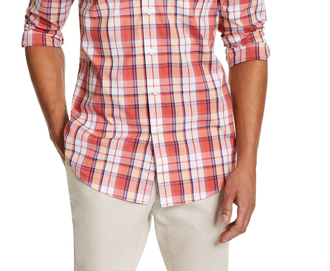 Club Room Men's Plaid Shirt Red Size Large