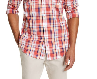 Club Room Men's Plaid Shirt Red Size Large
