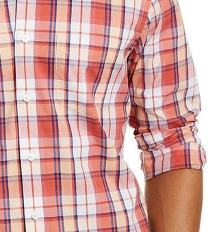 Club Room Men's Simon Stretch Plaid Shirt Red Combo Size Extra Large