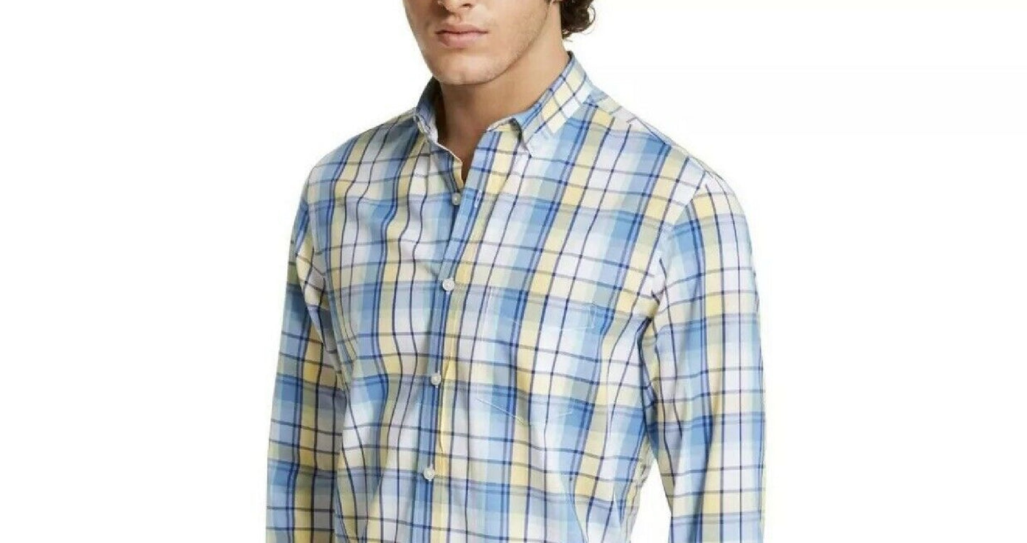 Club Room Men's Plaid Shirt Yellow Size Medium