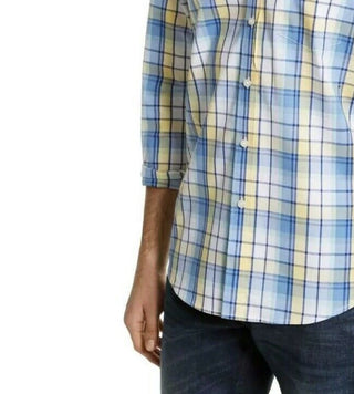 Club Room Men's Plaid Shirt Yellow Size Medium