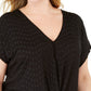 INC International Concepts Women's Plus Size Eyelet Twist-Front Top  Black Size 2 Extra Large