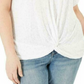 INC International Concepts Women's Plus Size Eyelet Twist-Front Top White Size 3X