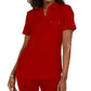 Karen Scott Women's Cotton Polo Shirt Bright Red Size Small