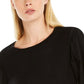 INC International Concepts Women's Tulle-Sleeve Sweater  Black Size Small