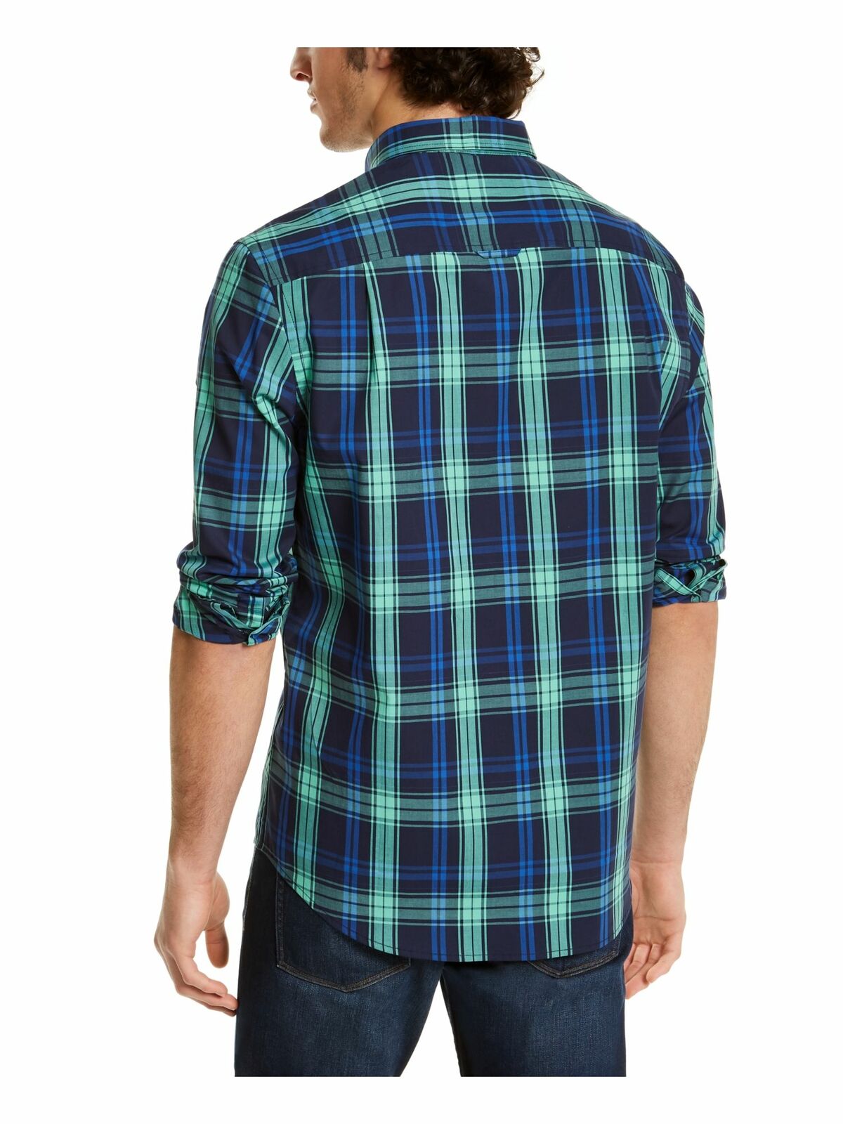 Club Room Men's Regular-Fit Quick-Dry Performance Stretch Plaid Shir Green Size X-Large