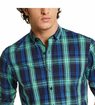 Club Room Men's Regular-Fit Quick-Dry Performance Stretch Plaid Shir Green Size X-Large