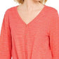 Style & Co Women's Striped Tie Front Top Orange Size XX-Large