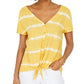 Style & Co Women's Tie Dye Tie Front Top Gold Size Small