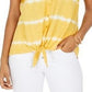Style & Co Women's Tie Dye Tie Front Top Gold Size Small