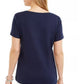 Karen Scott Women's Cotton Embellished Pineapple Top Navy Size XX-Large
