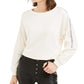 Bar III Women's Shine Stripe Sweatshirt White Size Large