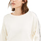 Bar III Women's Shine Stripe Sweatshirt White Size Large