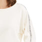 Bar III Women's Shine Stripe Sweatshirt White Size Large