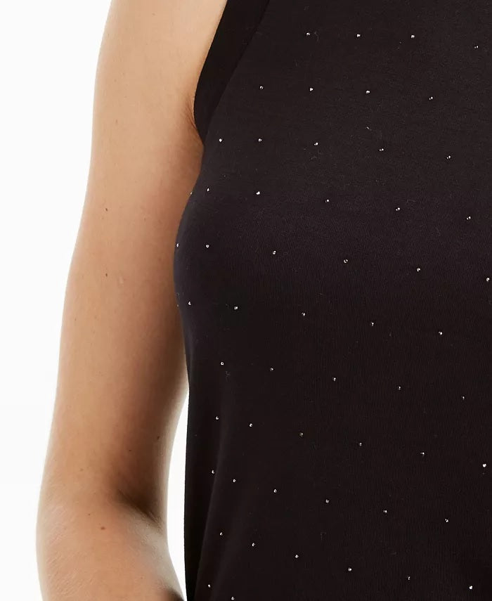 Bar III Women's Studded Sleeveless Top Black Size Extra Small