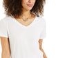 Style & Co Women's Burnout V-Neck T-Shirt In Regular And Petite  White Size Large